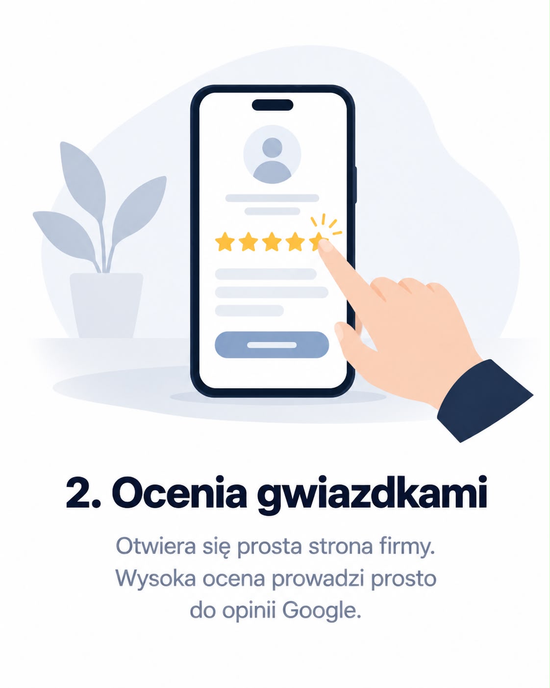 Klient wybierający pięć gwiazdek na telefonie